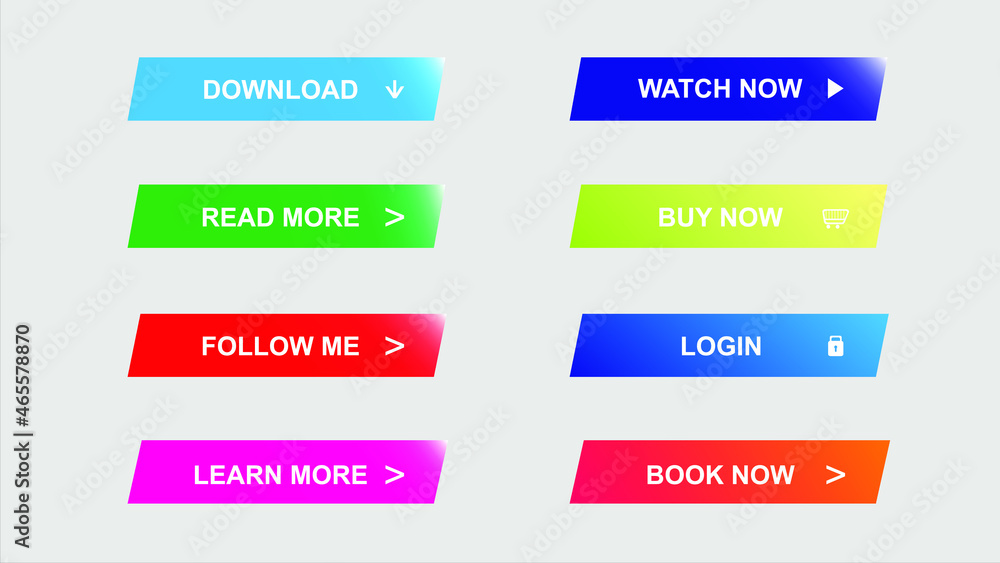 Set of modern material style buttons for website, mobile app and infographic . Different gradient colors. Modern vector illustration flat style. Set of modern material style buttons for website, mobile app and infographic . Different gradient colors. Modern vector illustration flat style.