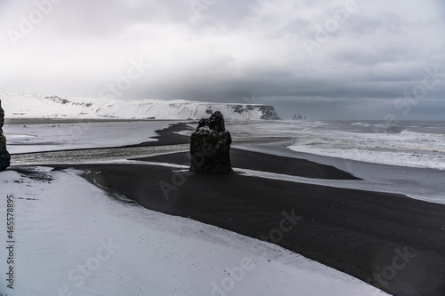 Gorgeous blacksand beaches in Dyrholaey, Iceland photo