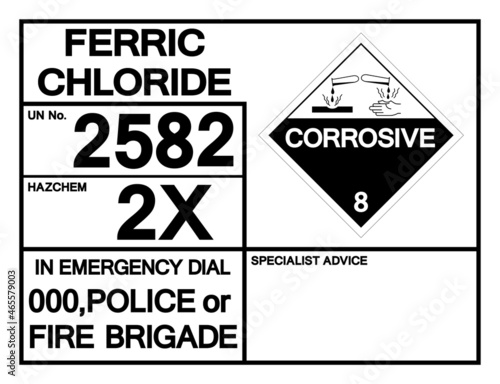 Ferric Chloride UN2582 Symbol Sign, Vector Illustration, Isolate On White Background, Label .EPS10 photo