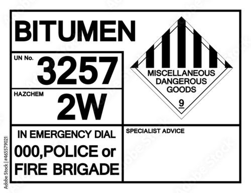 Bitumen UN3257 Symbol Sign, Vector Illustration, Isolate On White Background, Label .EPS10