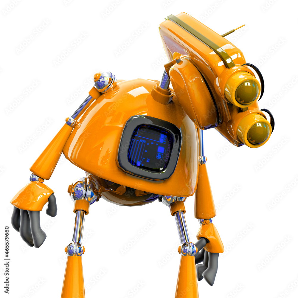 retired old robot in a white bacground retired old robot in a white bacground