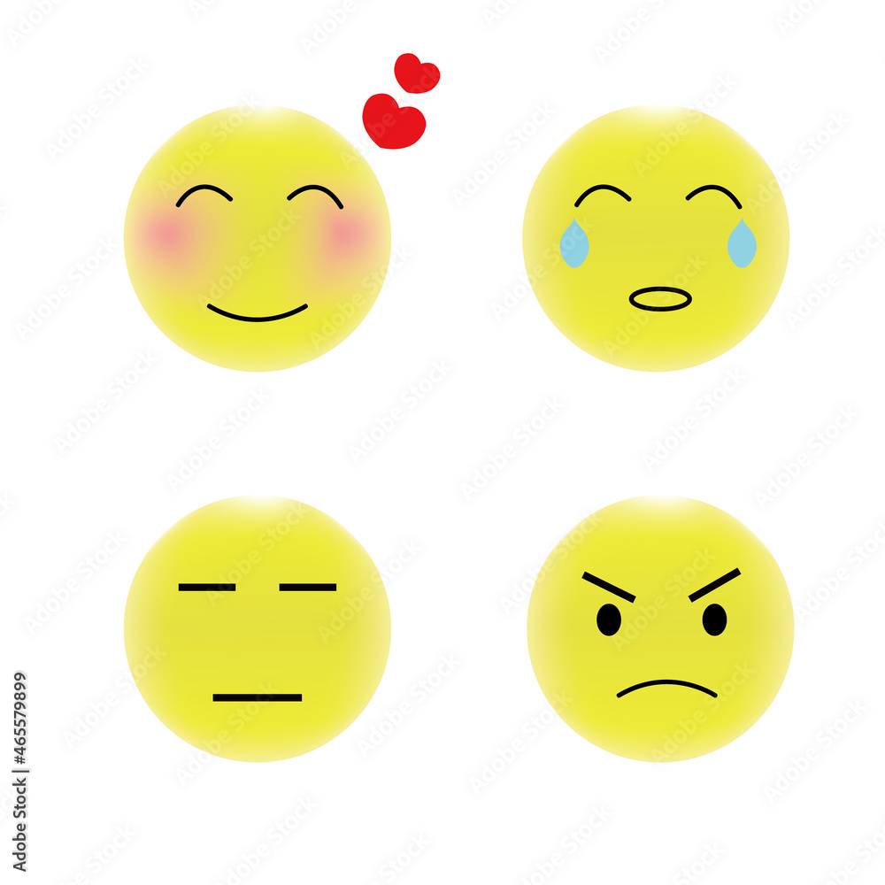 Fototapeta premium Emoticons with various facial expressions vector image illustration