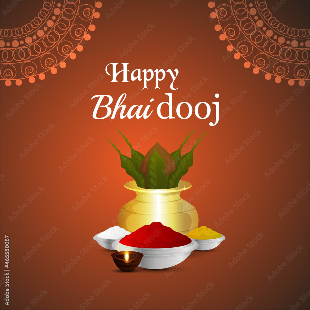 Fototapeta premium Indian traditional festival of happy bhai dooj celebration greeting card and background