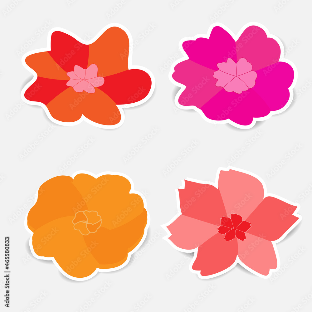 Sweet flower stickers with shadows Sweet flower stickers with shadows