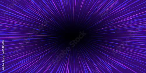 Abstract Futuristic Perspective and Motion pink Light Background. Star Warp in Hyperspace. Space Jump. Vector illustration