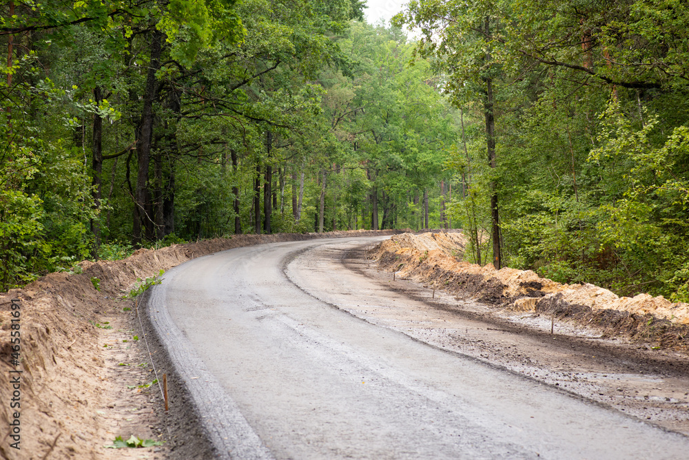 New asphalt road in the countryside. Road making New asphalt road in the countryside. Road making