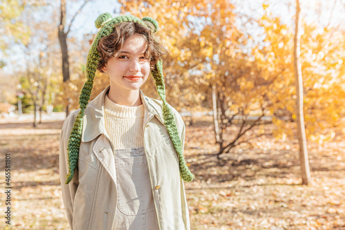 portrait of a woman in autumn park