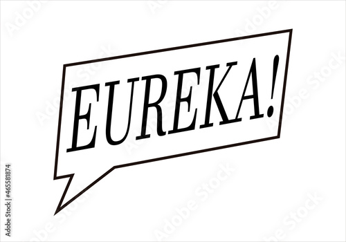 Icono de bocadillo con eureka en fondo blanco.