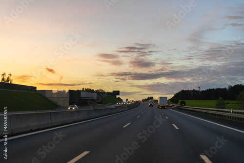 Highway view at sunset.Motorway background.
