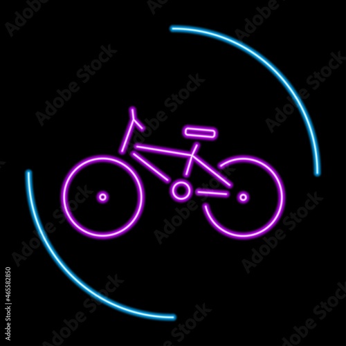 Bike neon sign, modern glowing banner design, colorful trend of modern design on black background. Vector illustration.