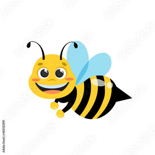Cartoon bee isolated on white background. Cute bee mascot. Vector stock 