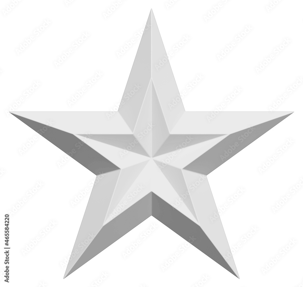 5 point star - Christmas Star - white single isolated on white - 3d rendering 5 point star - Christmas Star - white single isolated on white - 3d rendering