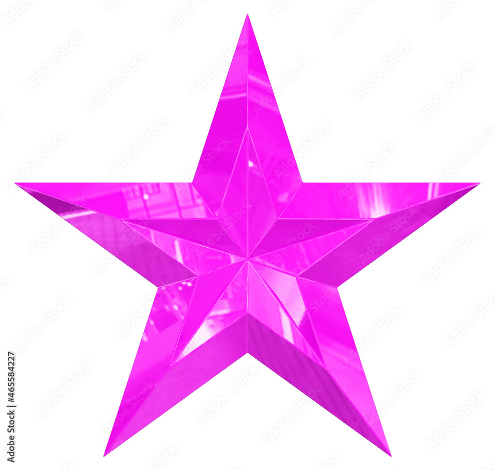 5 point star - Christmas Star - purple pink single isolated on white - 3d rendering 5 point star - Christmas Star - purple pink single isolated on white - 3d rendering