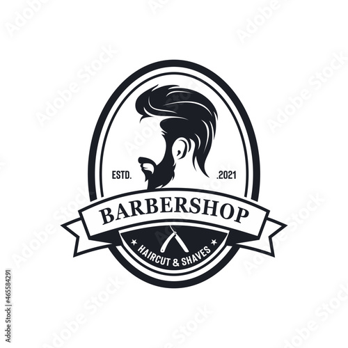 Barbershop vintage logo Vector template
