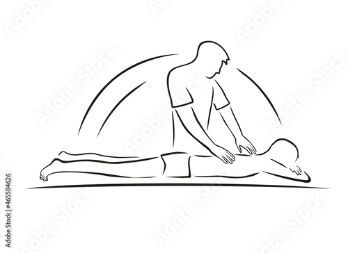 A person is massaging another person's back. Massage services