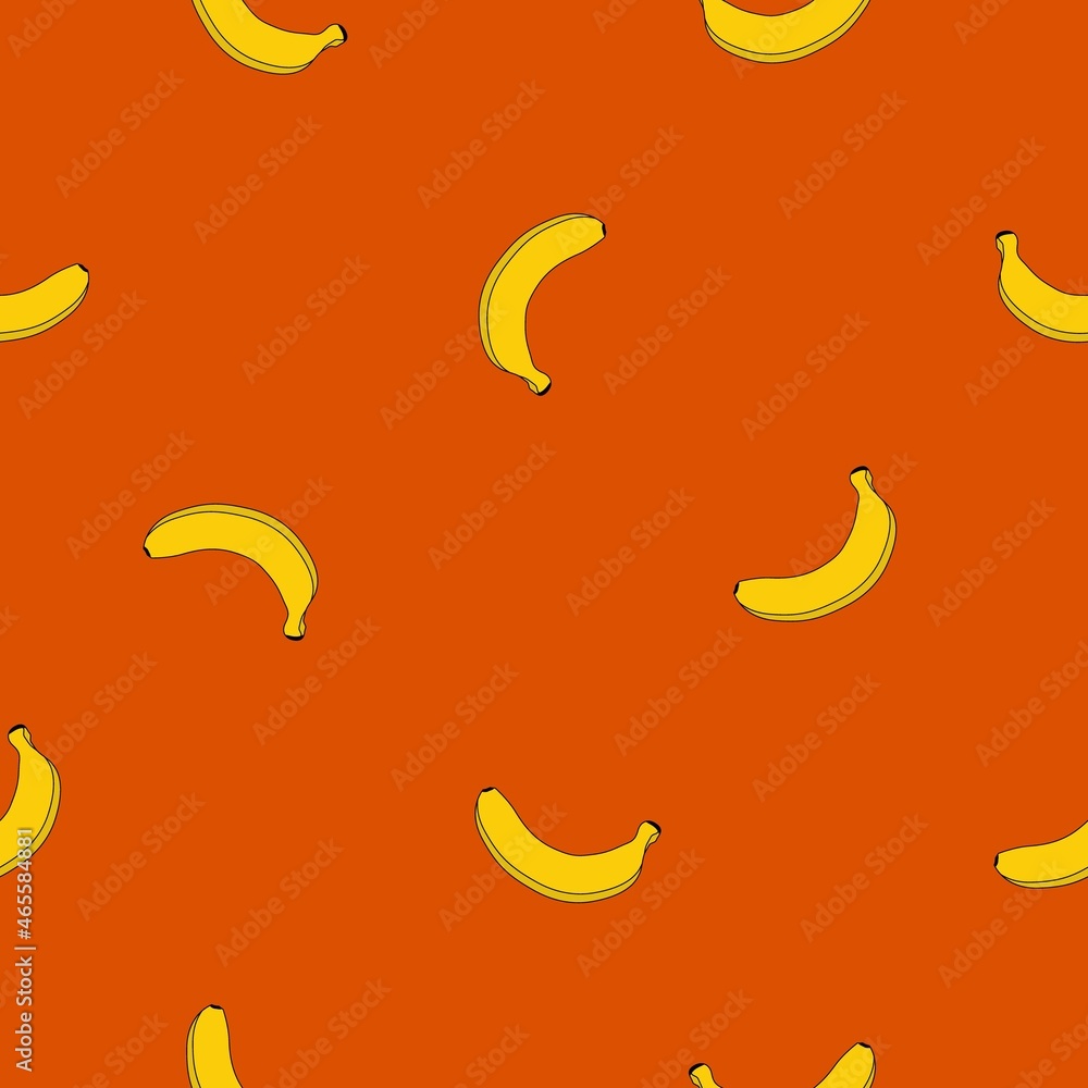 Stylish seamless background with bananas. Seamless vector pattern