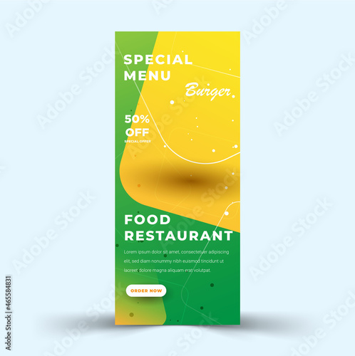 Food restaurant elegant rollup banner vector template premium vector