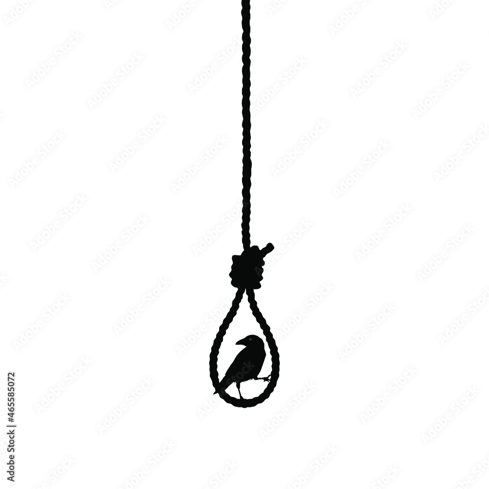 Gallows (Hanging Rope) and Crow Silhouette. Dramatic, Creepy, Horror, Scary, Mystery, or Spooky Illustration. Illustration for Horror Movie or Halloween Poster Element. Vector Illustration Gallows (Hanging Rope) and Crow Silhouette. Dramatic, Creepy, Horror, Scary, Mystery, or Spooky Illustration. Illustration for Horror Movie or Halloween Poster Element. Vector Illustration