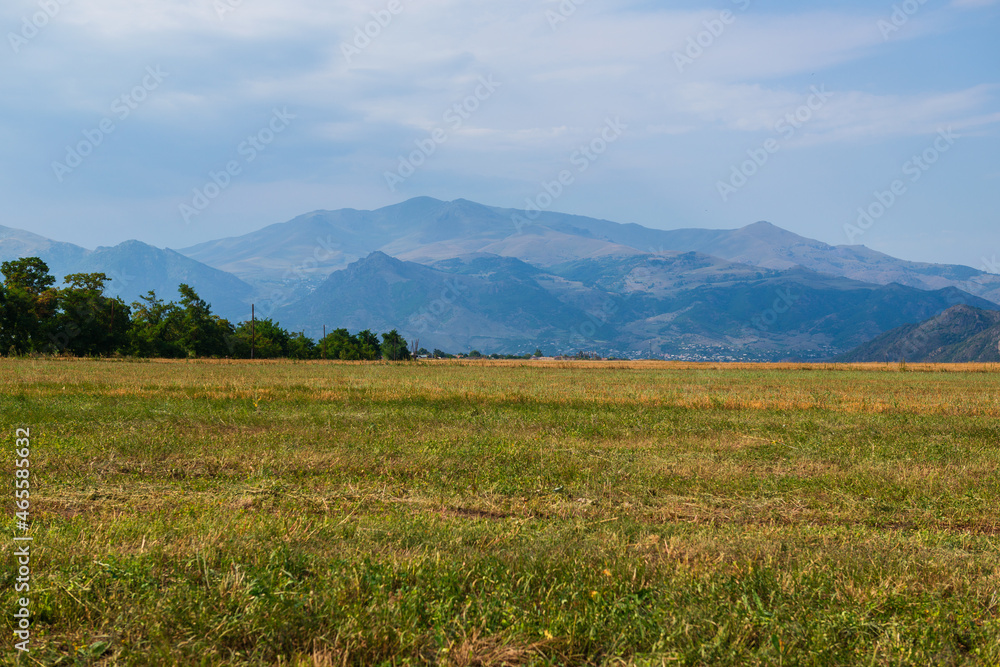 Summer landscape with mountains and field, Armenia