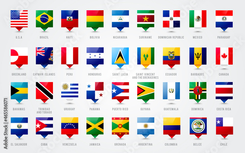 Vector Illustration Giant America Flag Pin Set