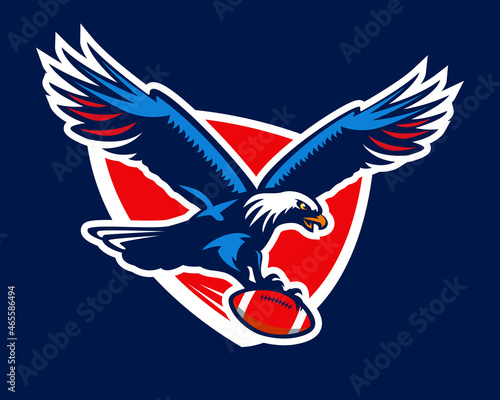 Eagle hold ball of american football. American football badge logo