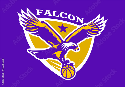 Eagle hold ball of basketball. Basketball badge logo