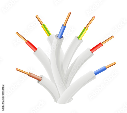 Bundle of electric cable. Isolated on white background. Eps10 vector illustration.
