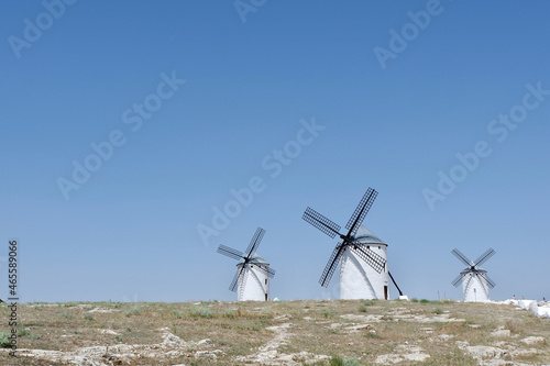 Fototapeta Naklejka Na Ścianę i Meble -  Traditional spanish windmills in Castille La Mancha autonomous region, Campo de Criptana, Ciudad Real, Spain