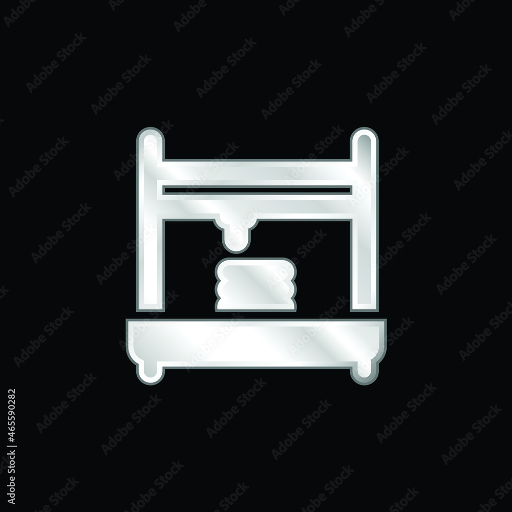 3d Printer silver plated metallic icon 3d Printer silver plated metallic icon