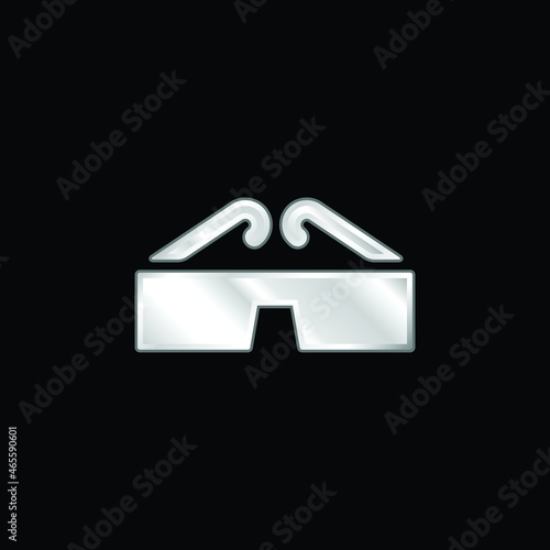 3D Glasses silver plated metallic icon