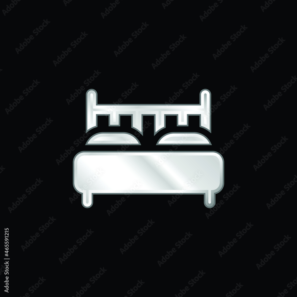Bed silver plated metallic icon Bed silver plated metallic icon