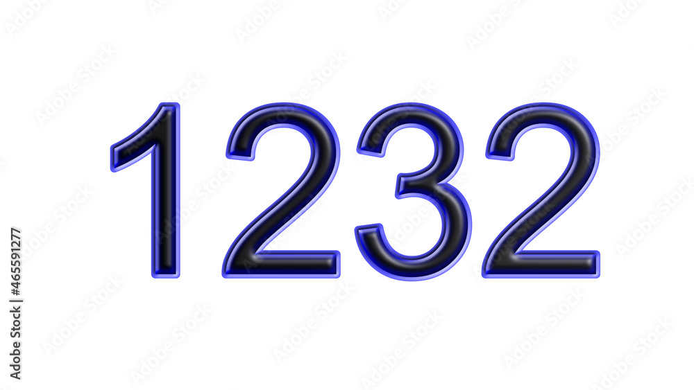 blue 1232 number 3d effect white background blue 1232 number 3d effect white background