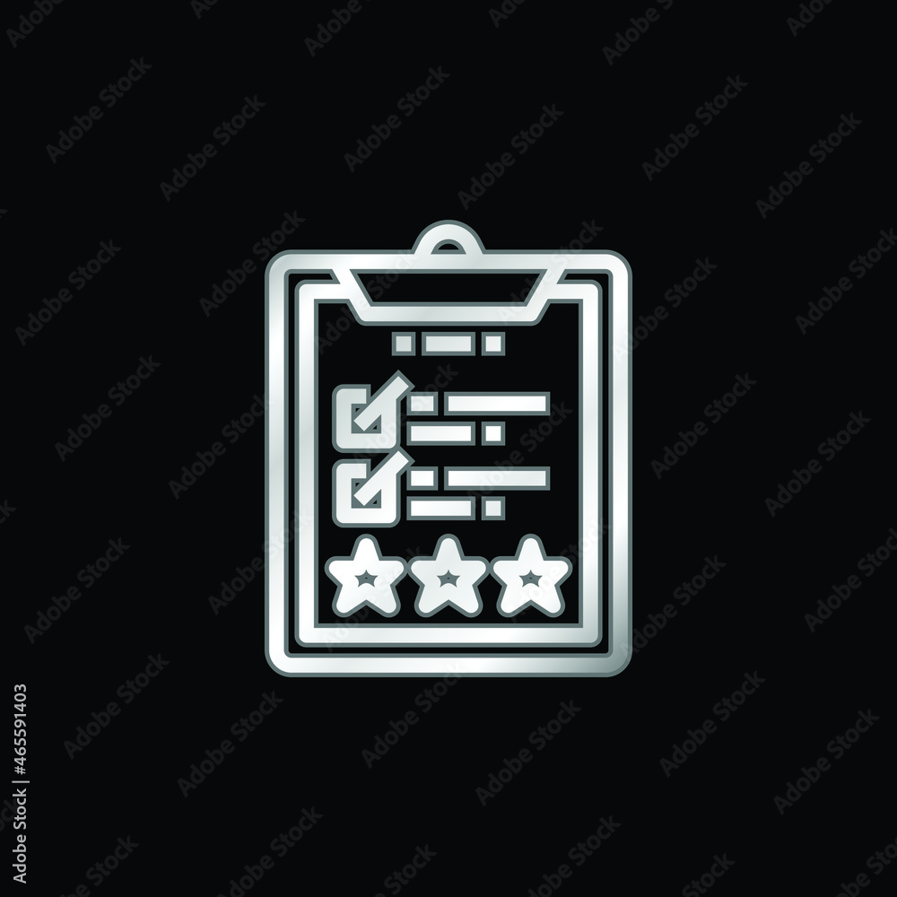 Assessment silver plated metallic icon Assessment silver plated metallic icon