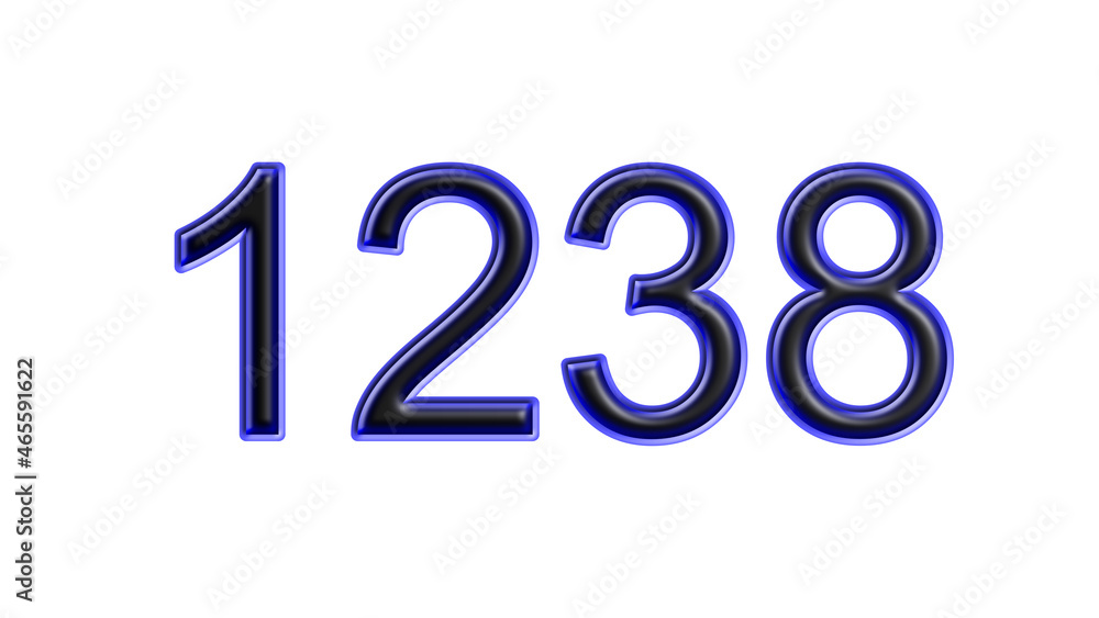 blue 1238 number 3d effect white background blue 1238 number 3d effect white background