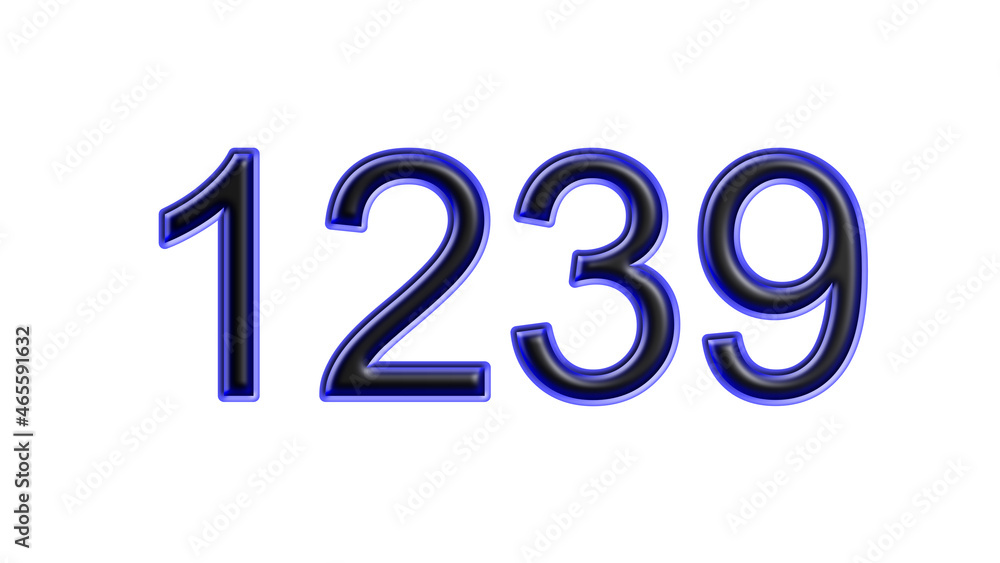 blue 1239 number 3d effect white background blue 1239 number 3d effect white background