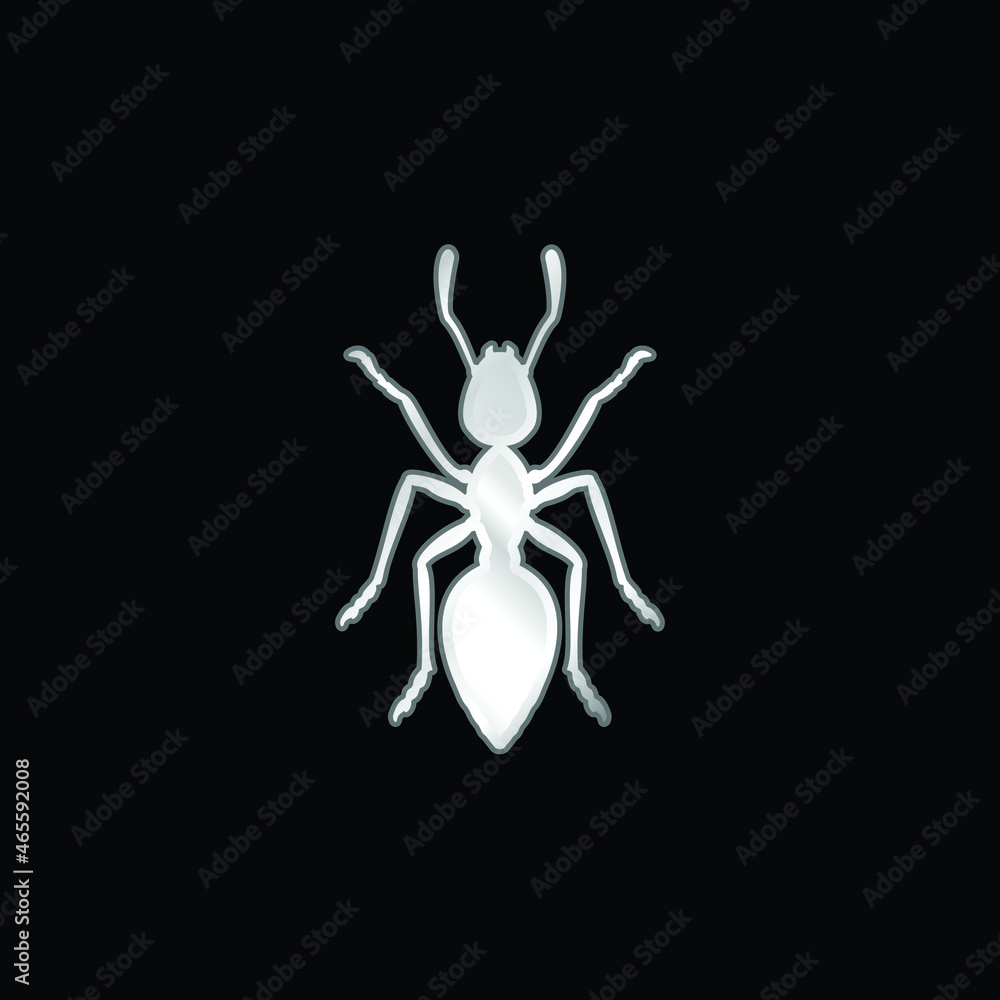 Ant silver plated metallic icon Ant silver plated metallic icon