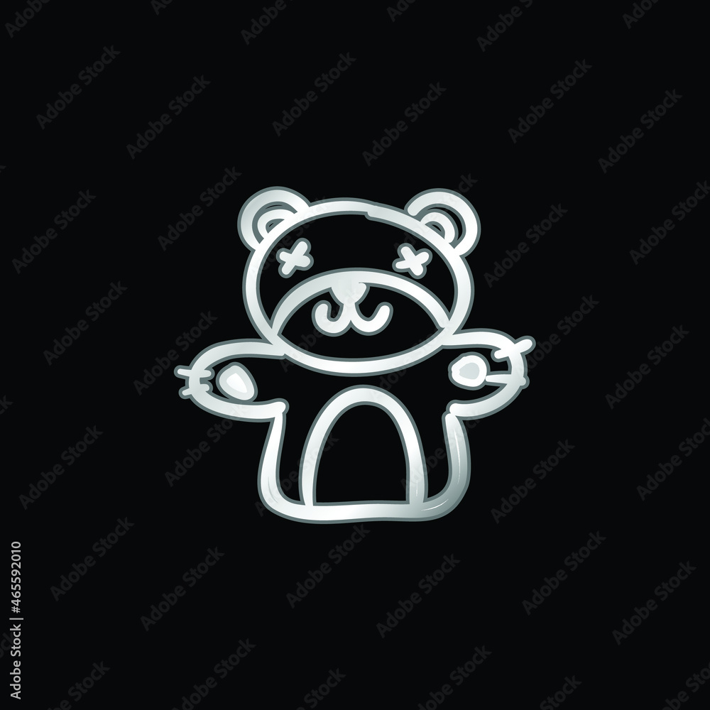 Bear Toy silver plated metallic icon Bear Toy silver plated metallic icon