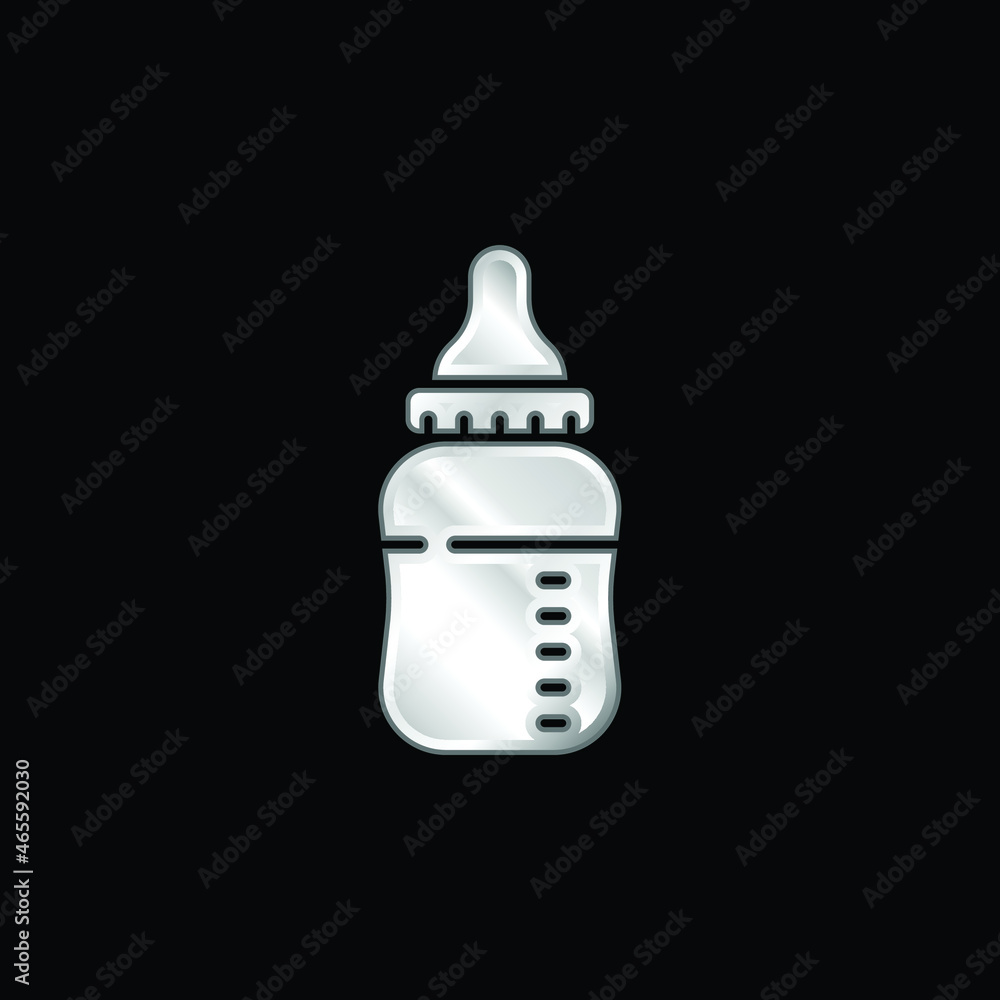 Baby Bottle silver plated metallic icon Baby Bottle silver plated metallic icon