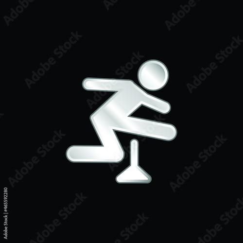 Athlete Jumping Silhouette silver plated metallic icon