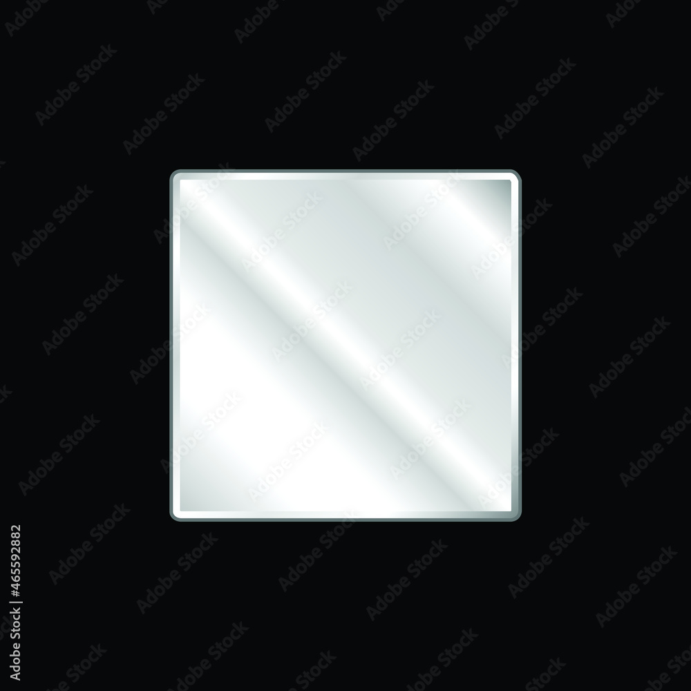 Black Square silver plated metallic icon