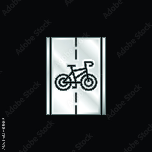 Bike Path silver plated metallic icon