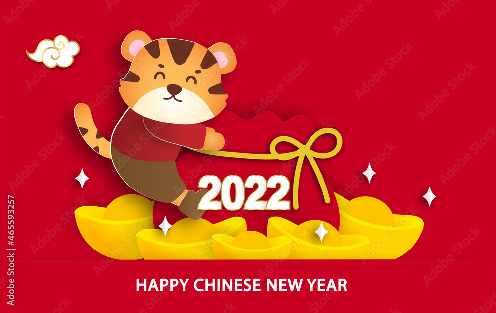 Chinese new year 2022 year of the tiger banner .