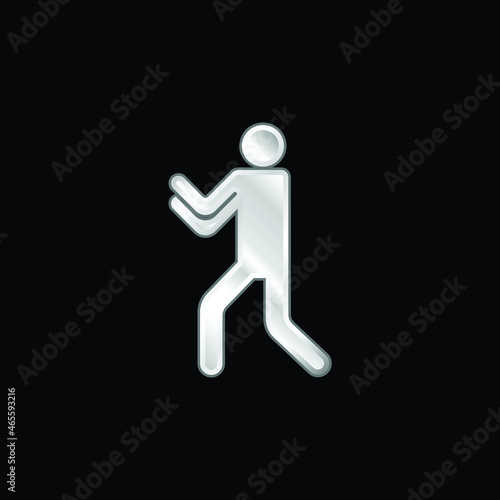Boxing Silhouette silver plated metallic icon