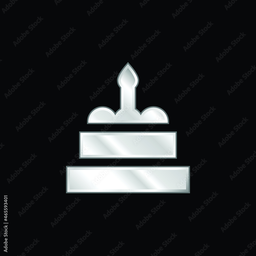 Birthday Cake silver plated metallic icon Birthday Cake silver plated metallic icon