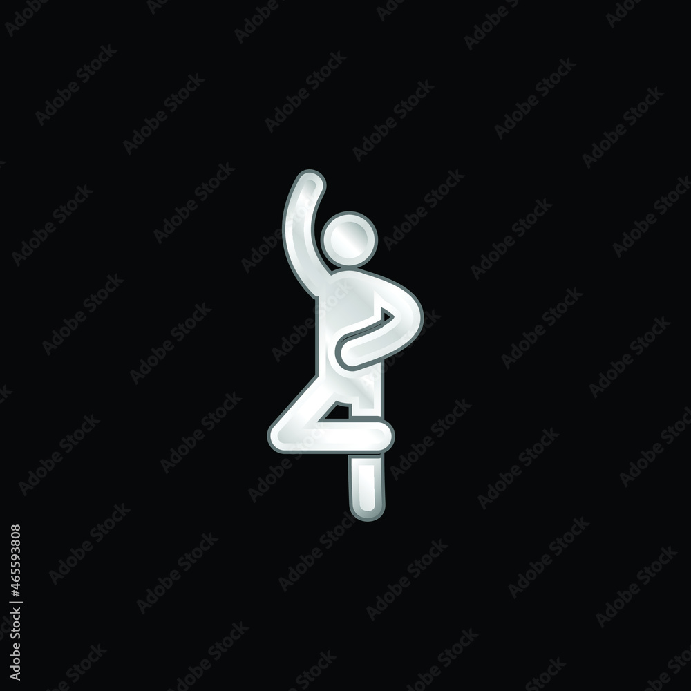 Ballet Pose silver plated metallic icon Ballet Pose silver plated metallic icon