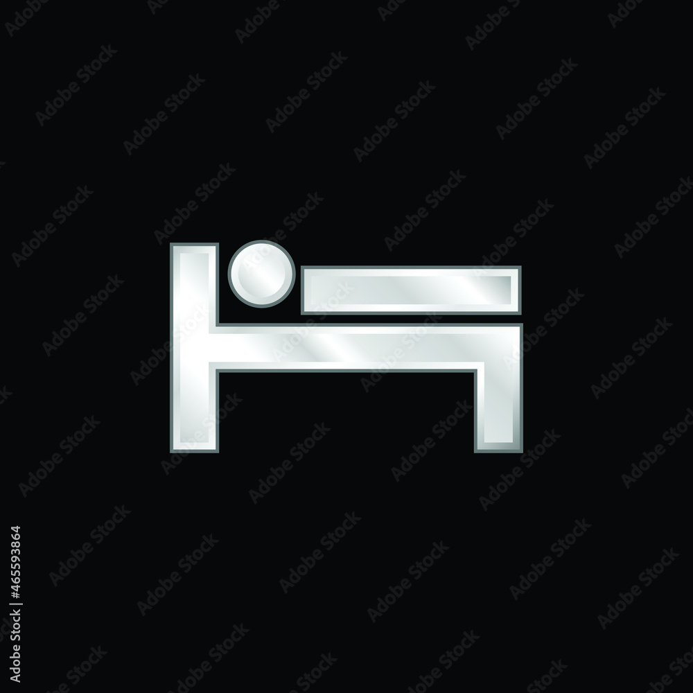 Bed Sign silver plated metallic icon Bed Sign silver plated metallic icon