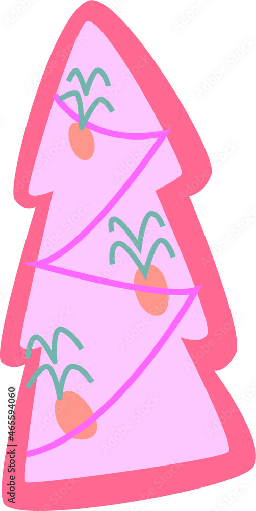 Christmas tree clipart in pink colors