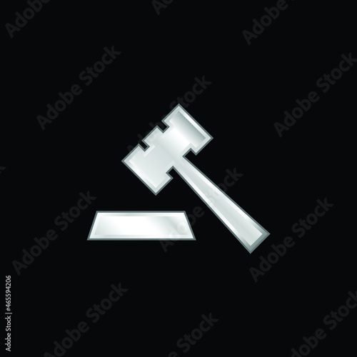 Auction silver plated metallic icon
