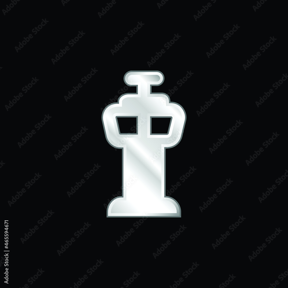 Obraz premium Airport Control Tower silver plated metallic icon
