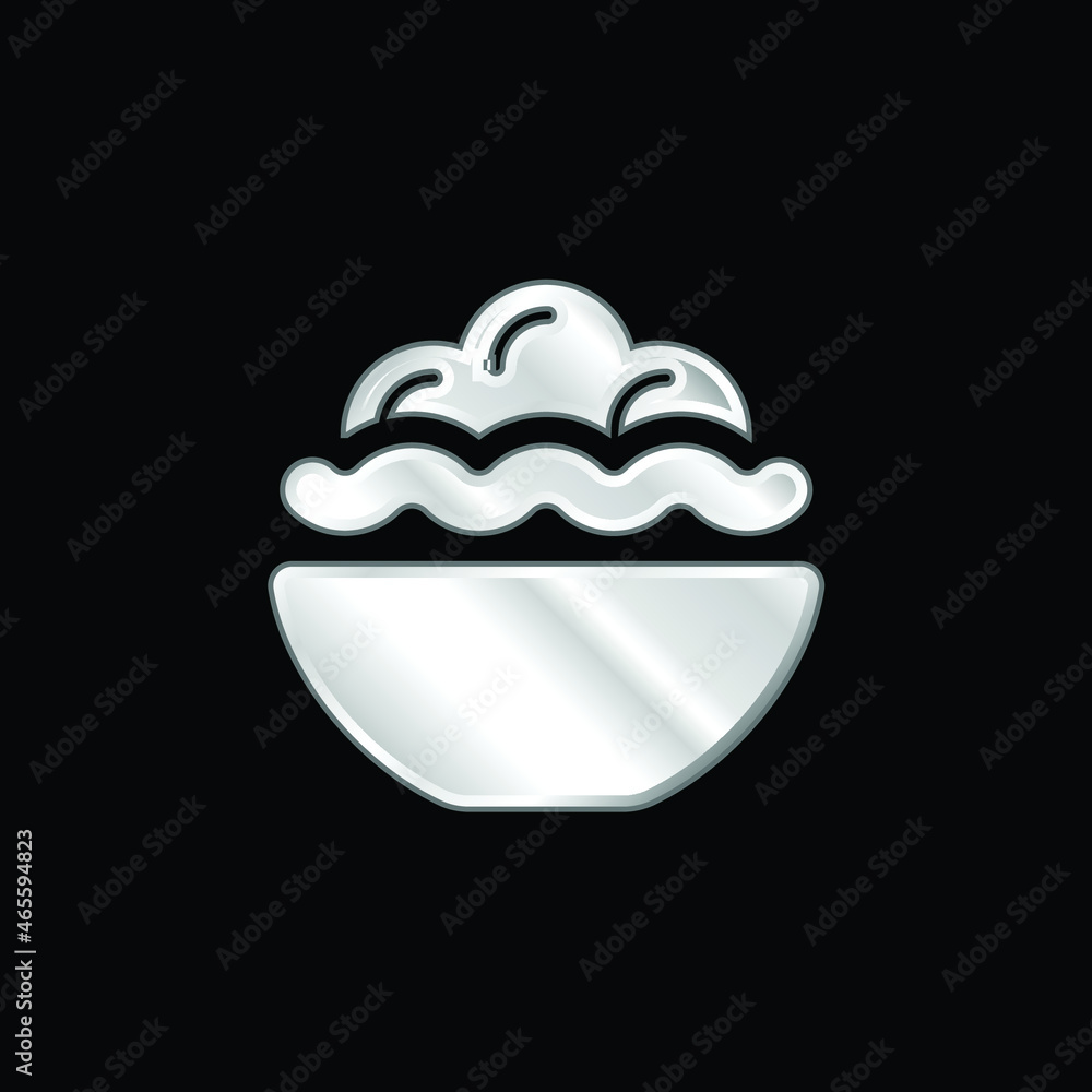 Bowl Full Of Food silver plated metallic icon Bowl Full Of Food silver plated metallic icon
